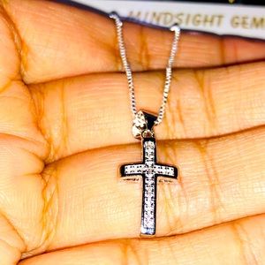 Best Christmas gift REAL DIAMOND Cross necklace Free chain 1/10ct genuine NOT CZ